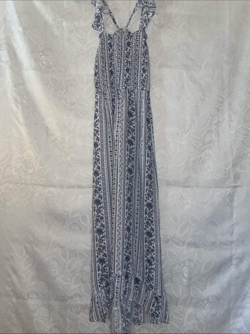 True Craft Light Blue and White Floral Maxi Dress